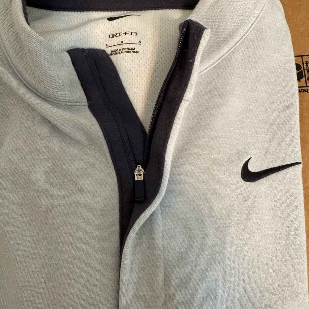 Nike Light Gray and Black Dri-Fit Half-Zip Pullover